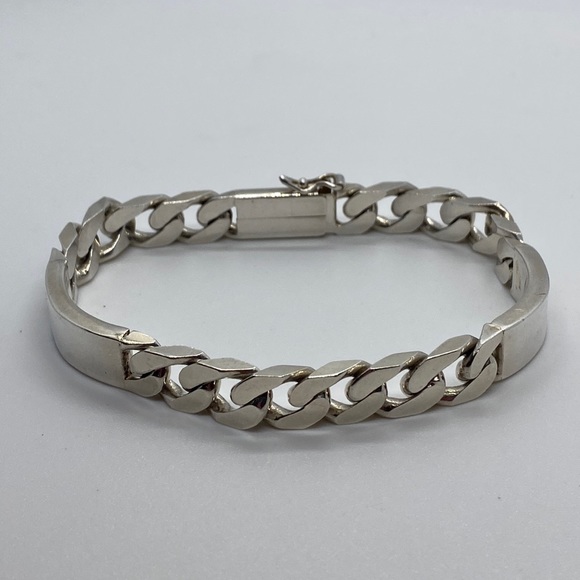 Paracci Sterling Silver Double ID Cuban Link Long 8 1/4” Bracelet - Picture 3 of 7